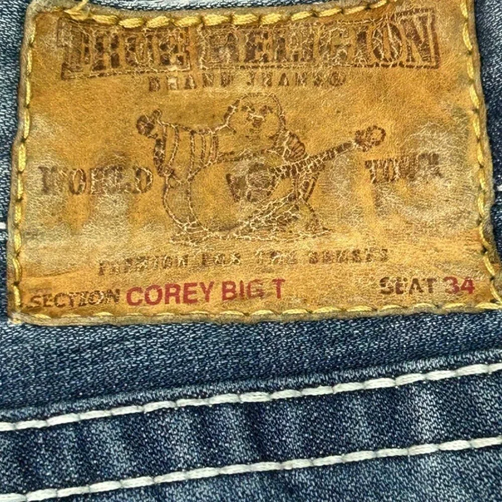 True Religion Corey Big T 34 Flap Pocket Bootcut Jeans Men's Size 38 W 32 L 10 I